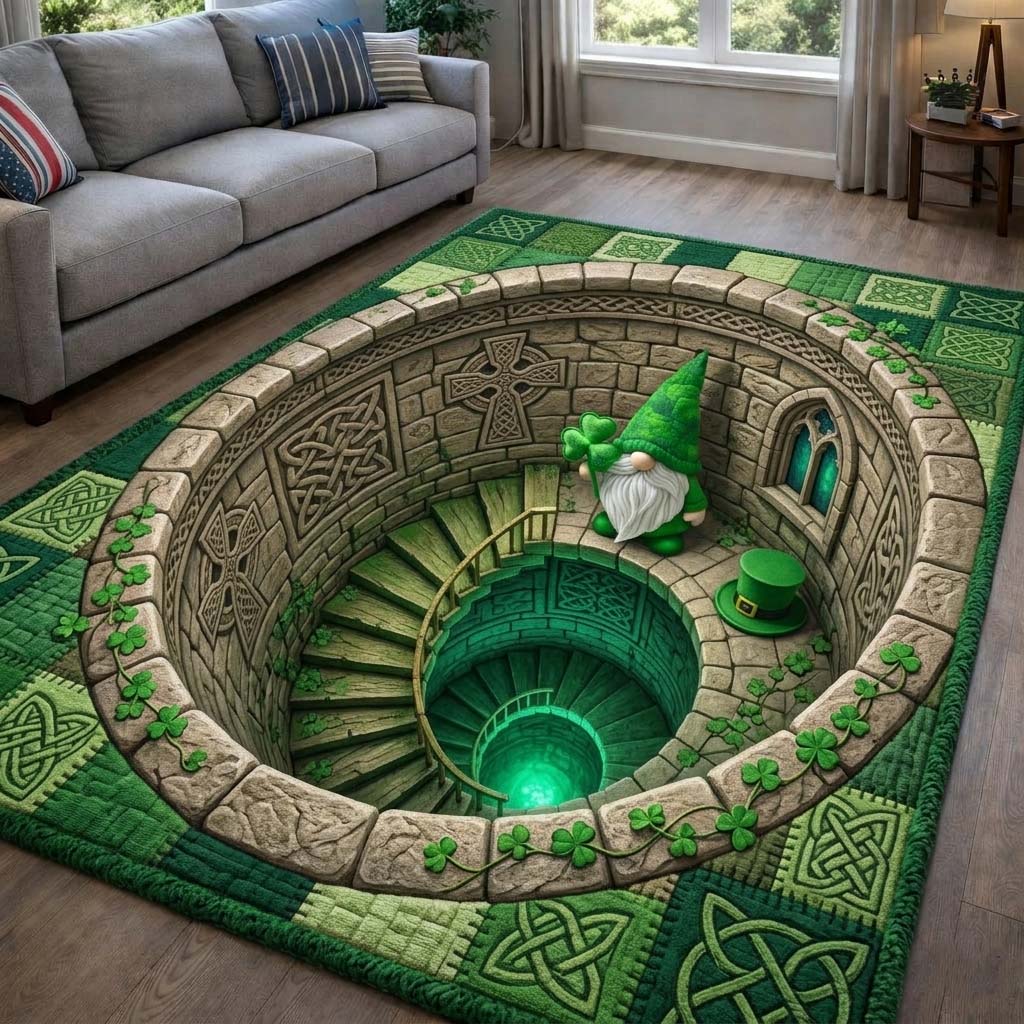 Celtic Spiral Area Rug - Non-Slip Washable 3D Print Rug for Living Room & BedroomTVC2108424