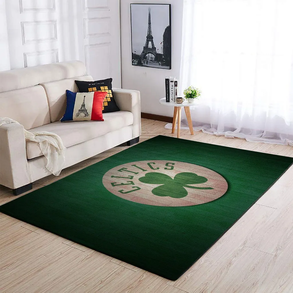 Celtics Logo Area Rug Perfect for Living Room Decor Beige and Green