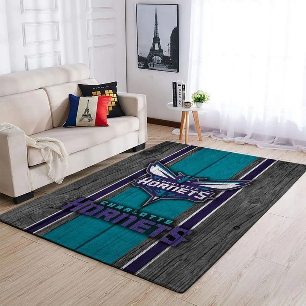 Charlotte Hornets Rug - Area for Stylish Living Room Decor Purple and Teal