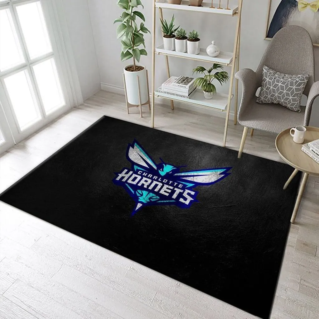 Charlotte Hornets Rug - Area Perfect for Living Room Black and Blue