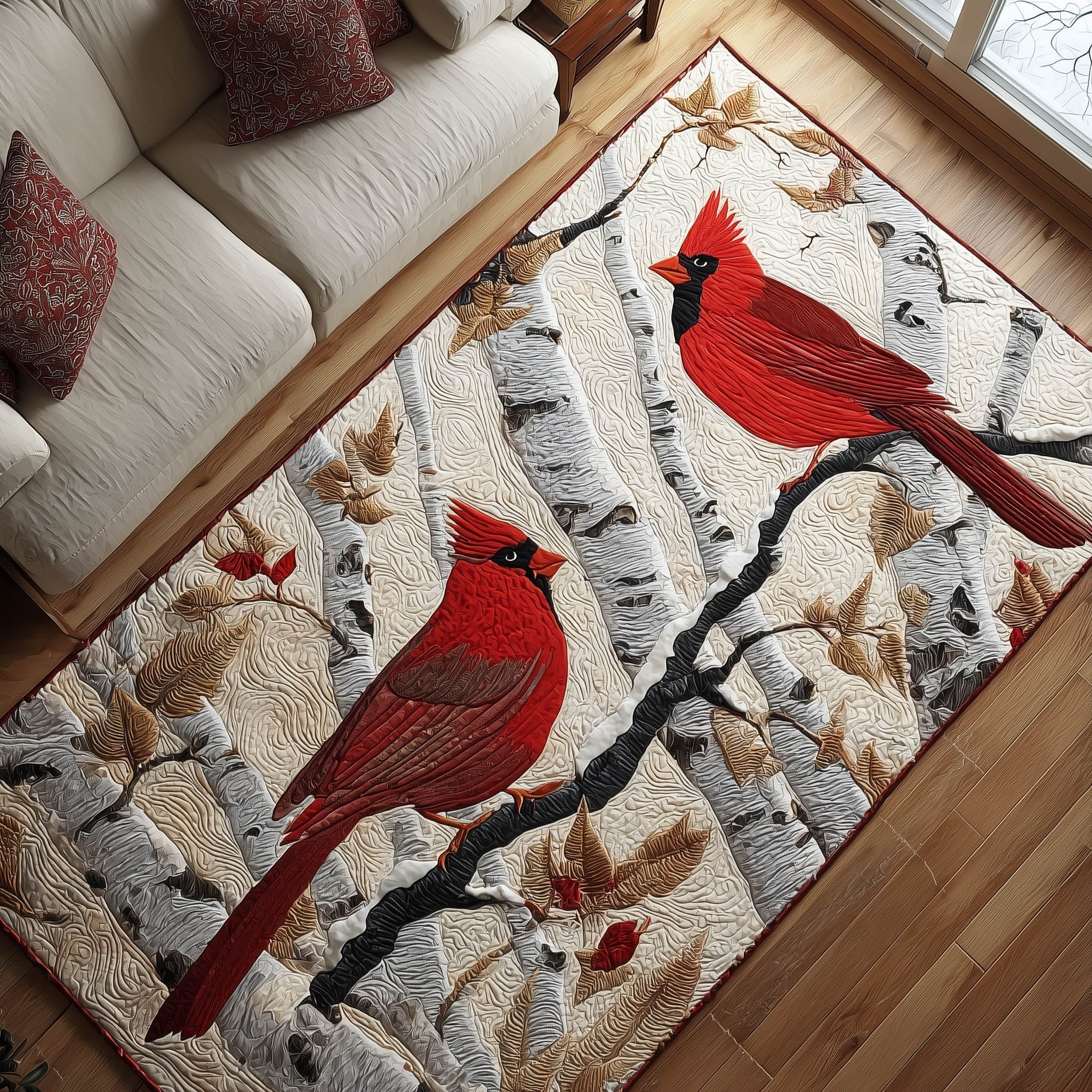 Charming Cardinals Cardinal Area Rug - Non-Slip Washable 3D Print Rug for Living Room & BedroomTVC2108238