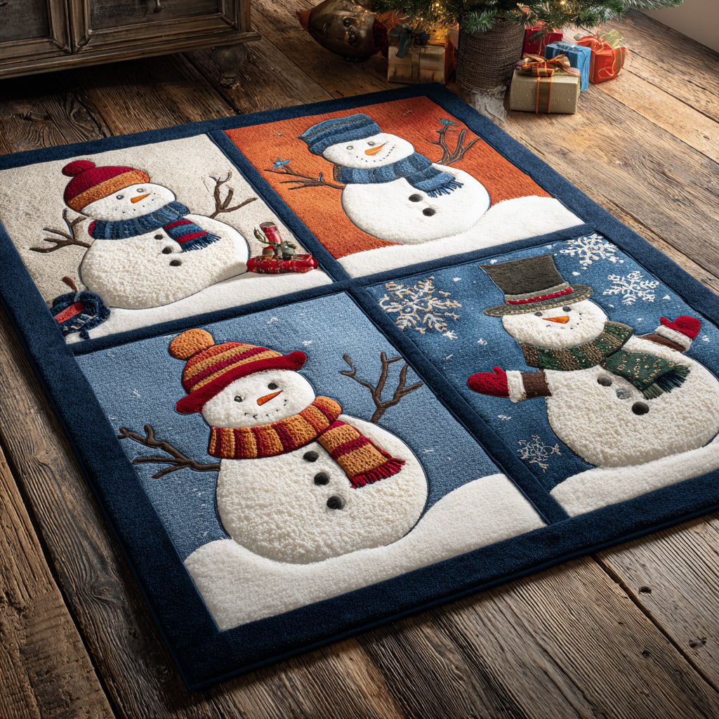 Checker Snowman Blocks Area Rug - Non-Slip Washable 3D Print Rug for Living Room & BedroomTVC2108347