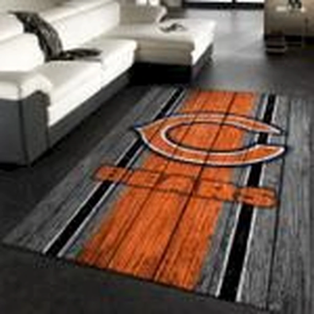 Chicago Bears Rug - Area for Living Room Carpet Decor Black and Orange