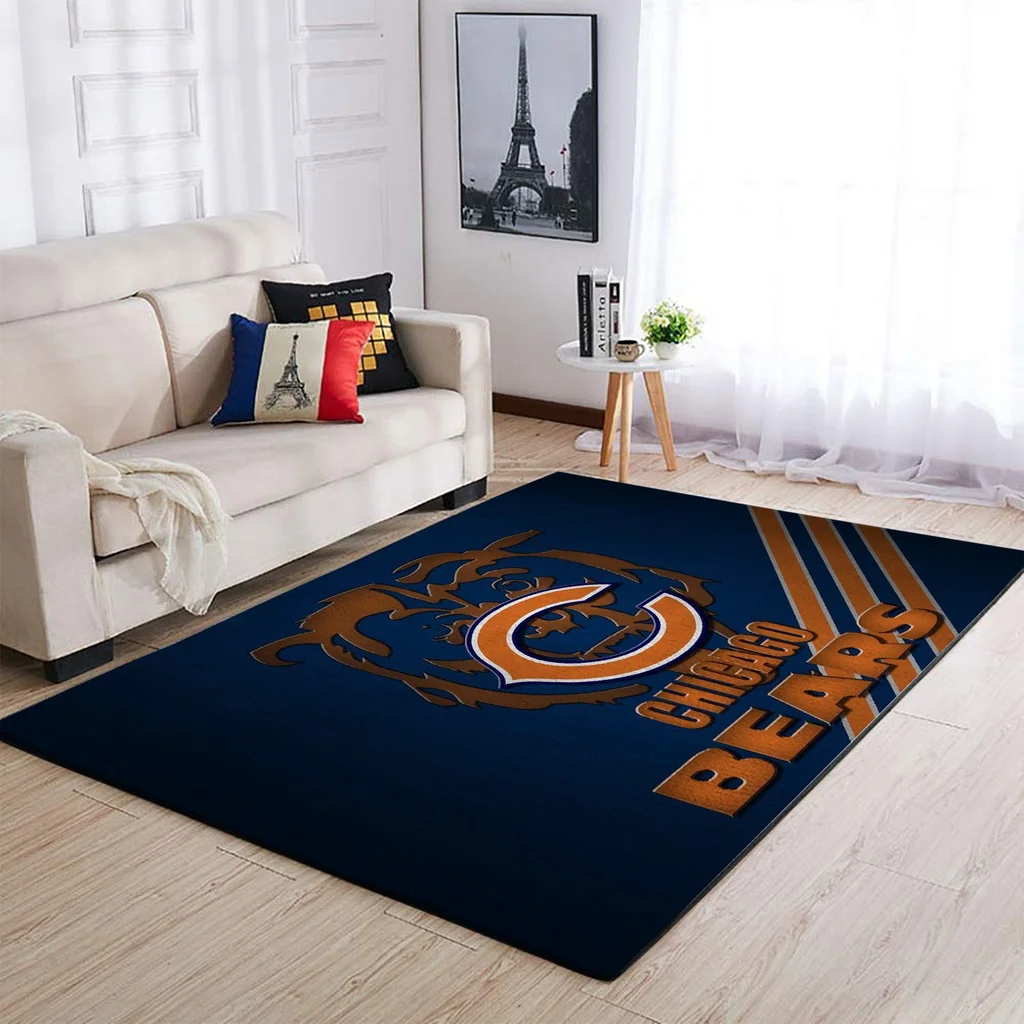 Chicago Bears Rug - Area Perfect for Living Room Decor Blue and Brown