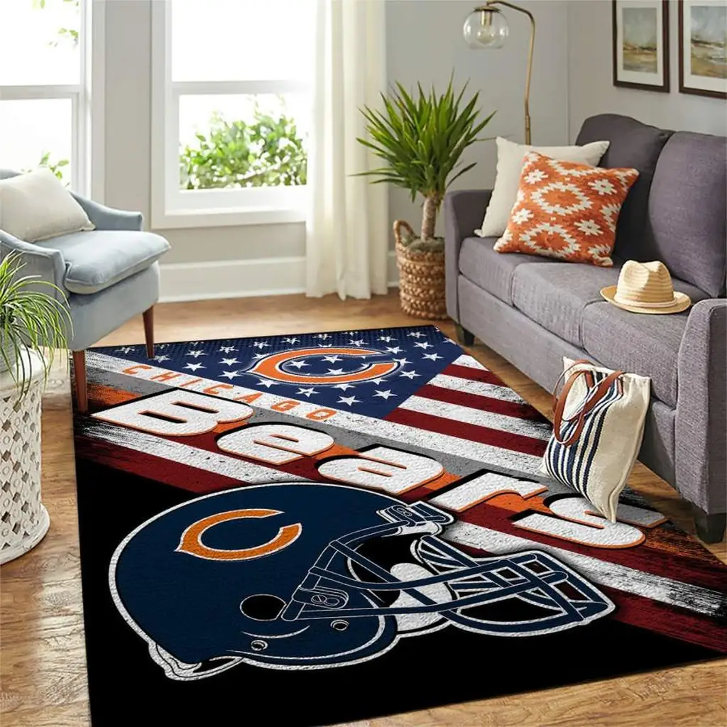 Chicago Bears Rug - Football for Living Room Decor Blue and Yellow