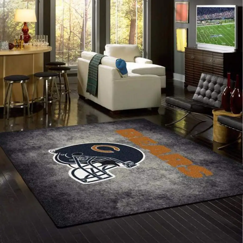 Chicago Bears Rug - Football Team Logo for Fans Blue and Gray
