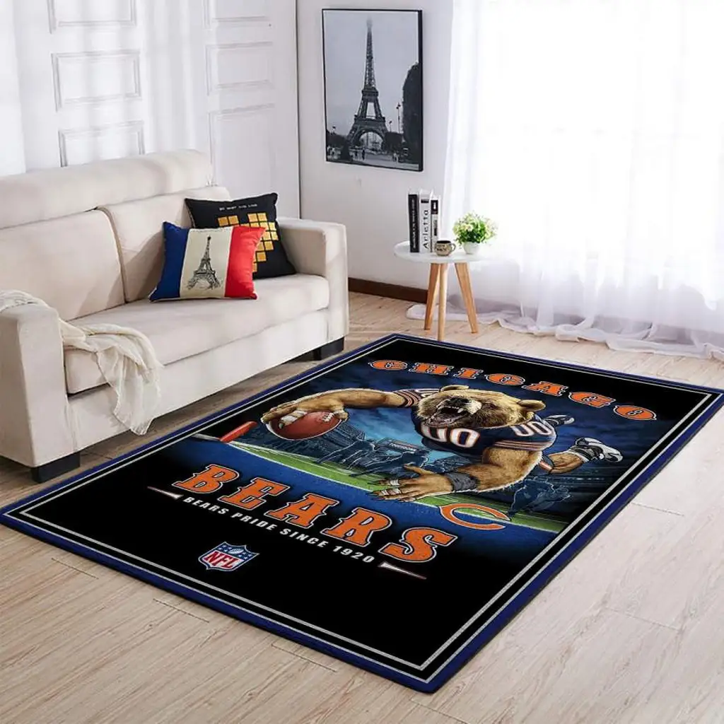 Chicago Bears Rug - Football Team Pride Carpet Black and Orange