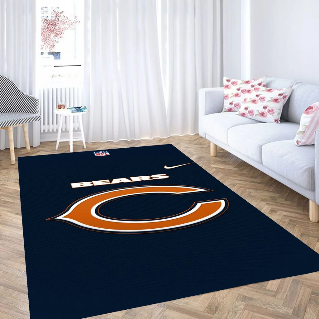 Chicago Bears Rug - Logo Area for Living Room Decor Blue and Orange