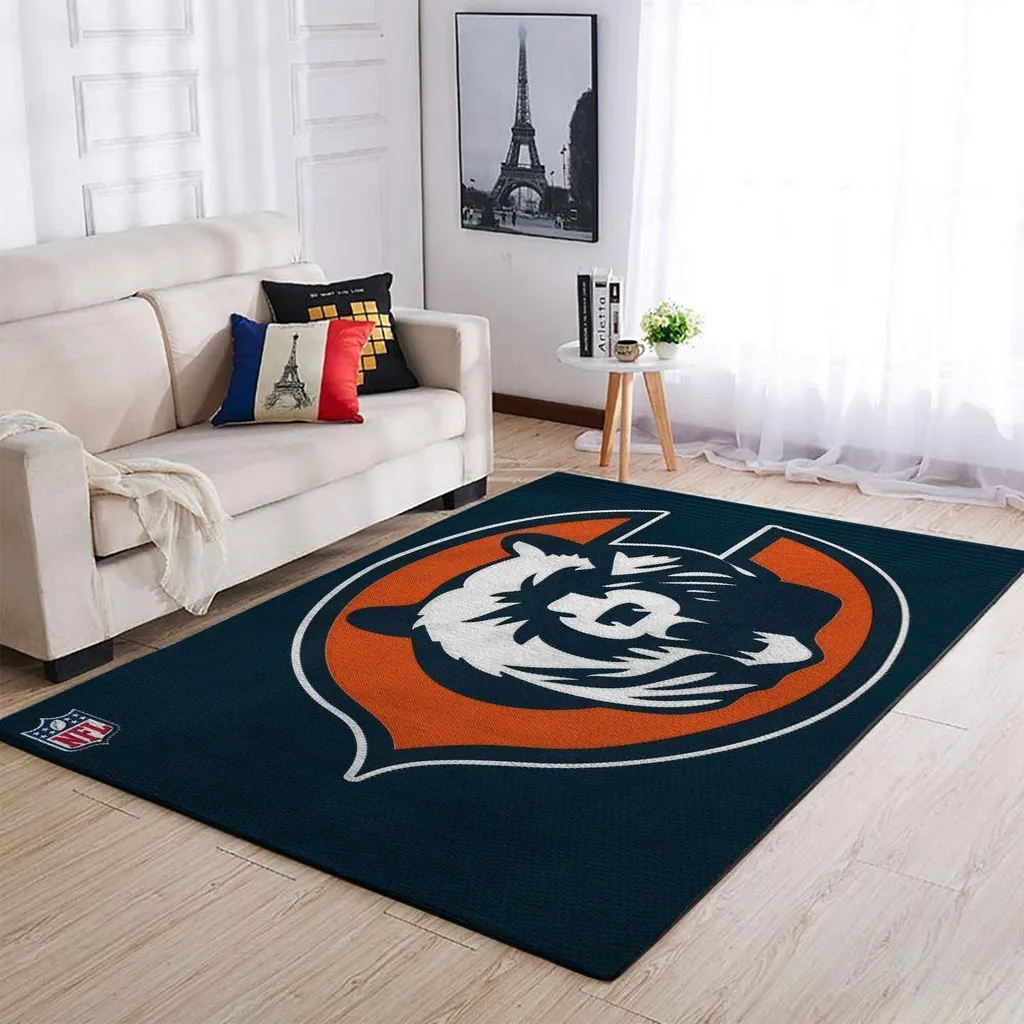 Chicago Bears Rug - NFL Logo Area for Living Room Decor Blue and Orange