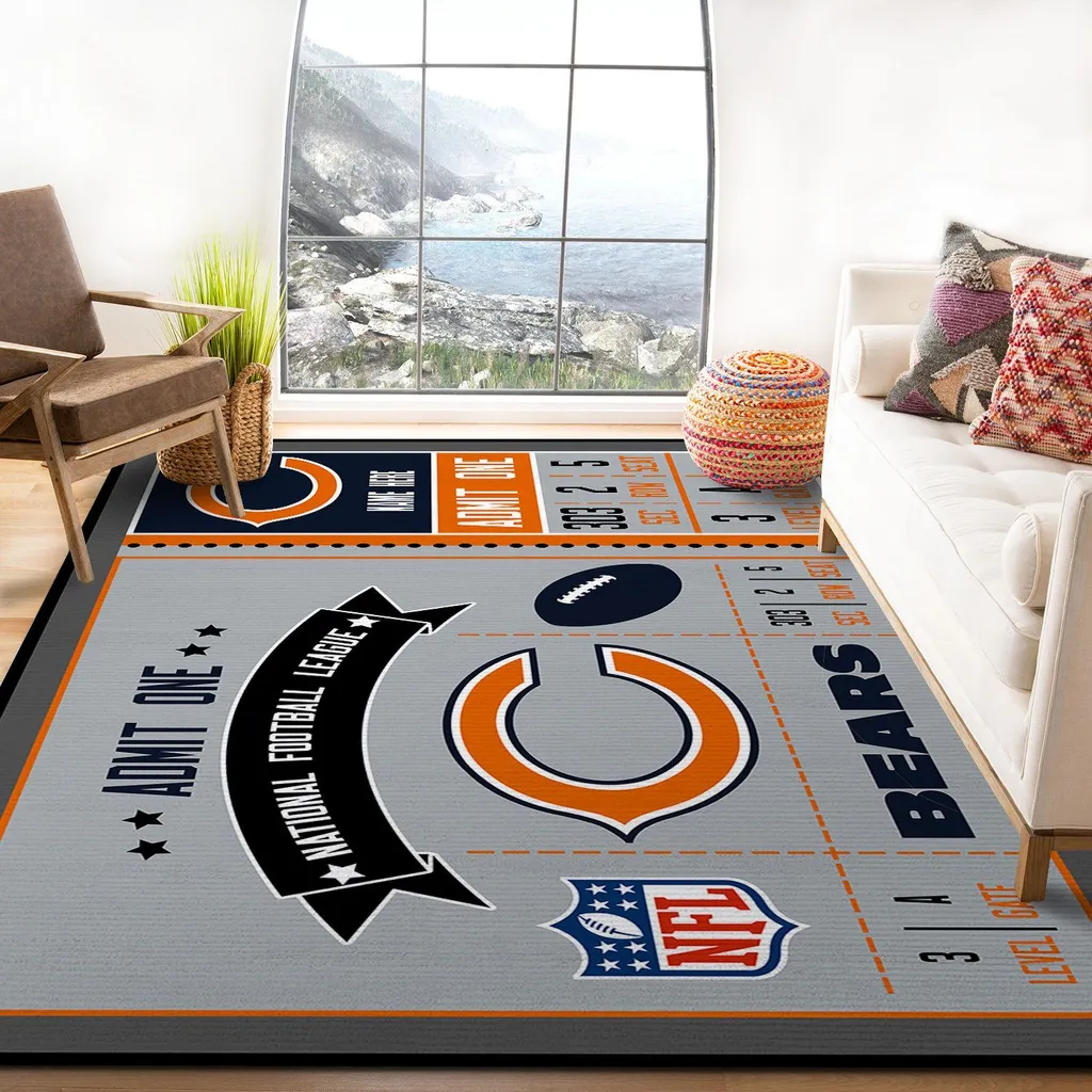 Chicago Bears Rug - NFL Ticket Style Fan Area Orange and Gray