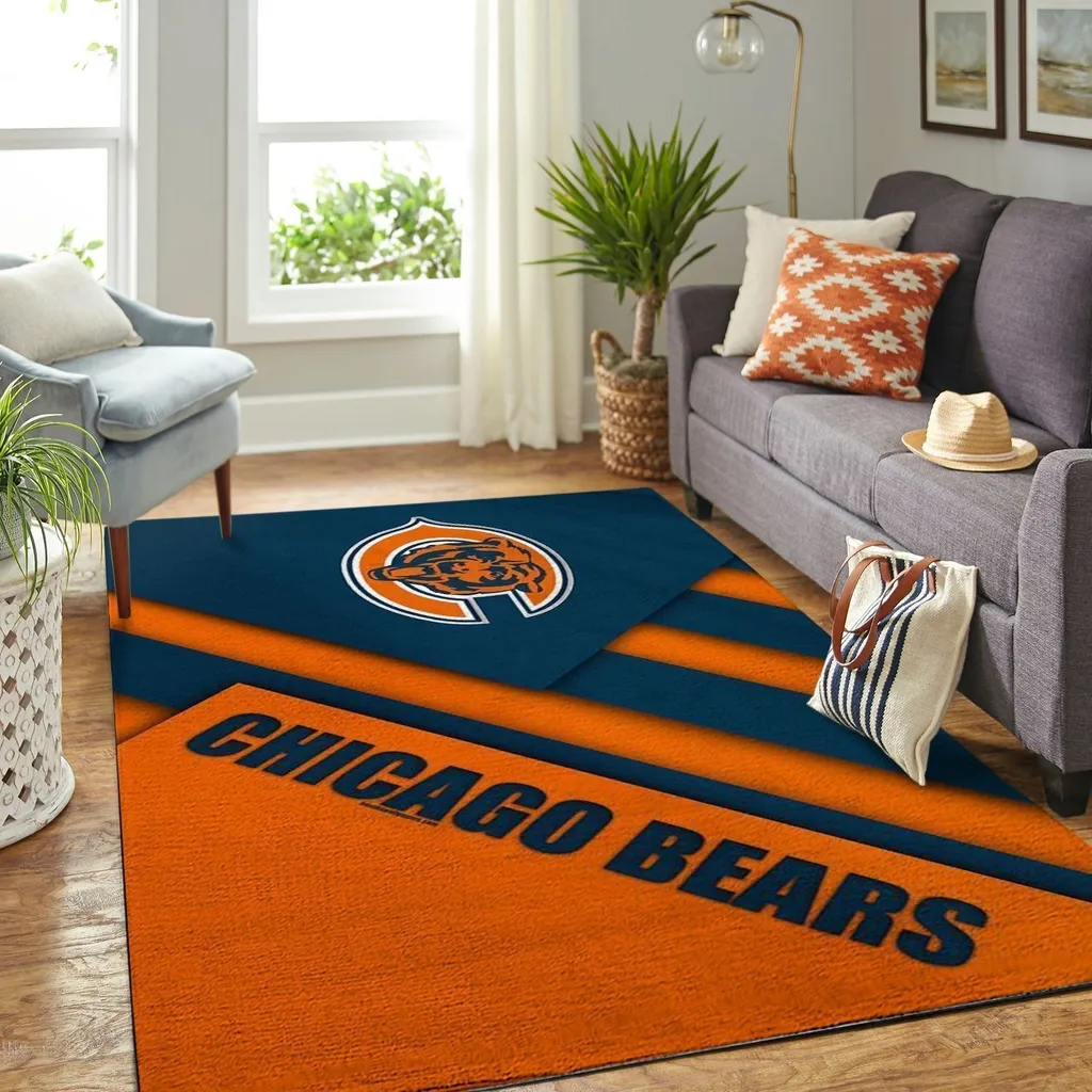 Chicago Bears Rug - Perfect for Living Room Decor Blue and Orange