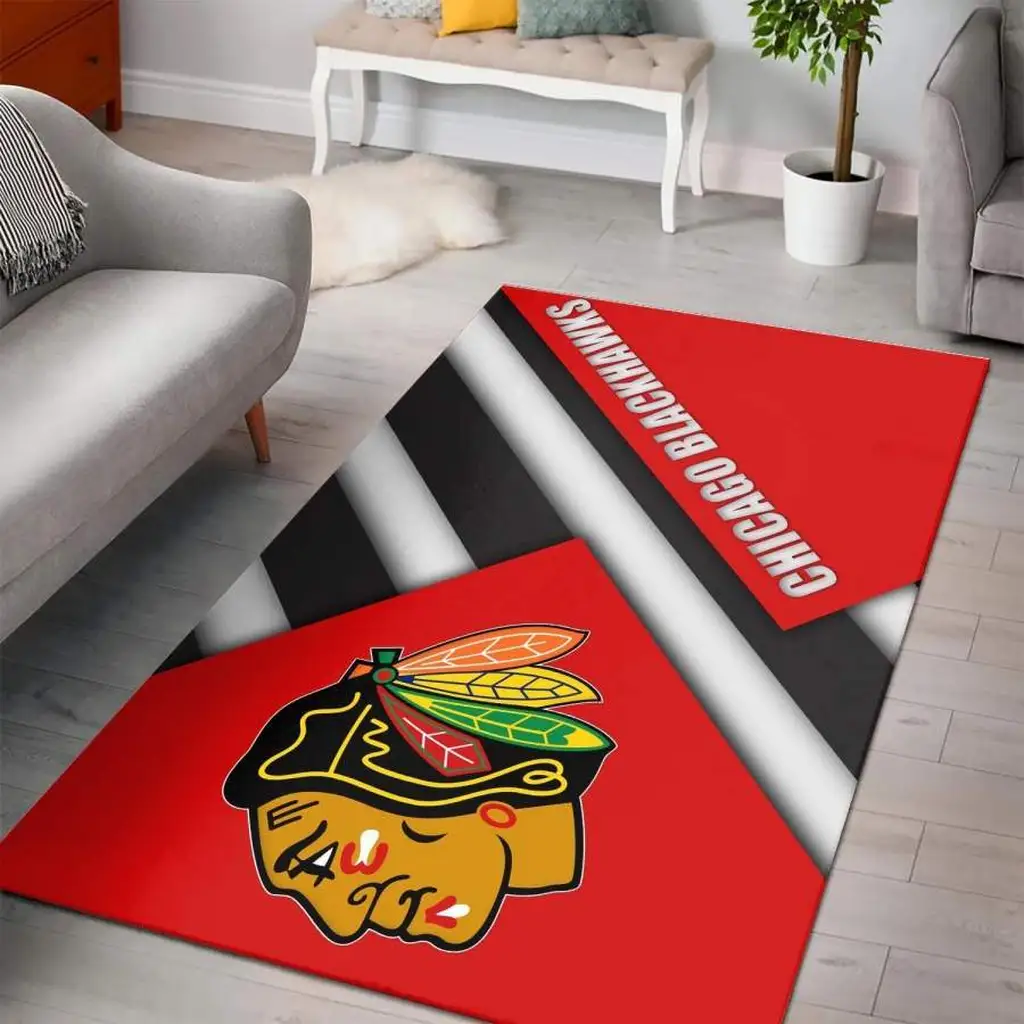 Chicago Blackhawks Rug - Hockey for Fans and Players Black and Red