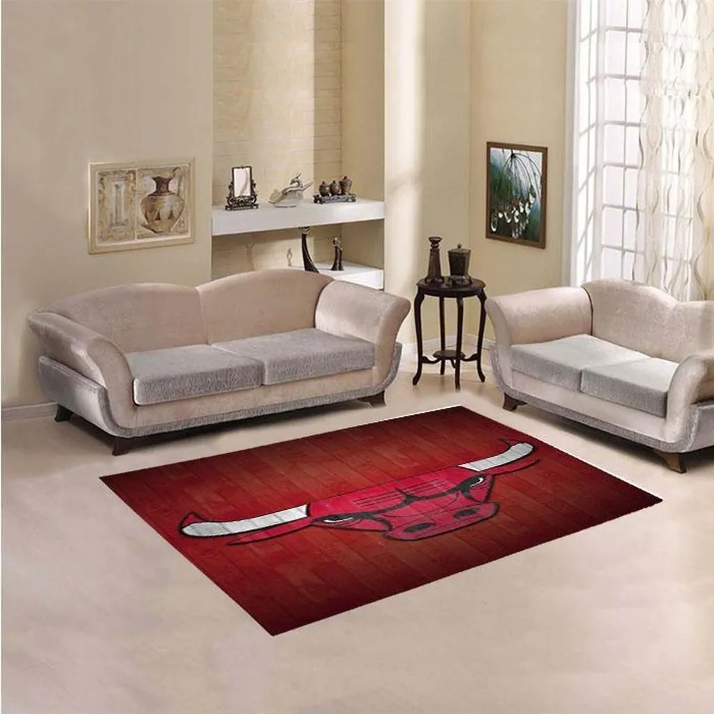 Chicago Bulls Rug - Area Perfect for Living Room Decor Red and White