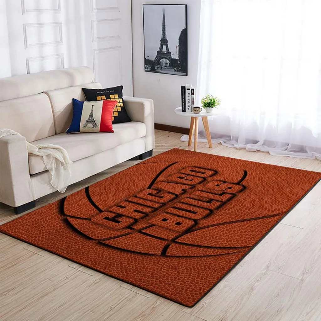 Chicago Bulls Rug - Basketball Area Living Room Black and Brown