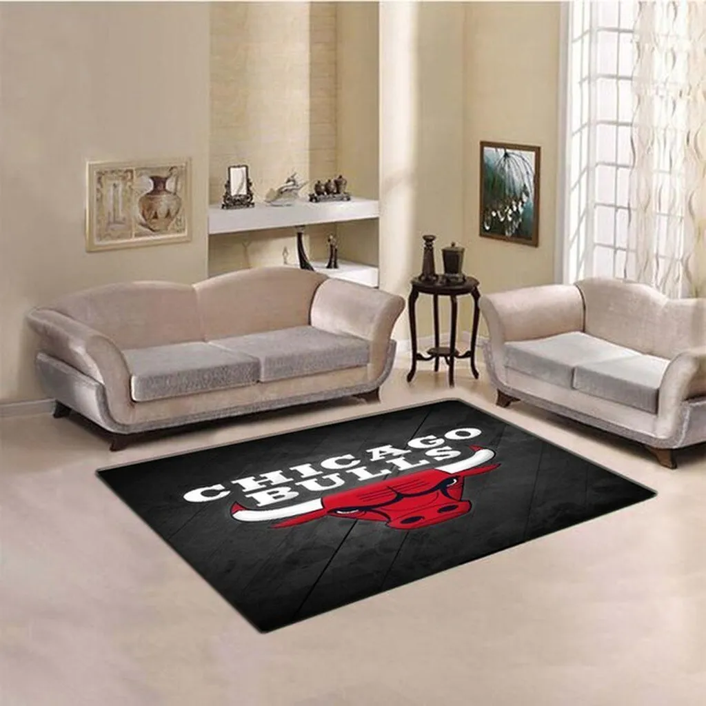 Chicago Bulls Rug - Basketball Fan Team Decor Black and Red