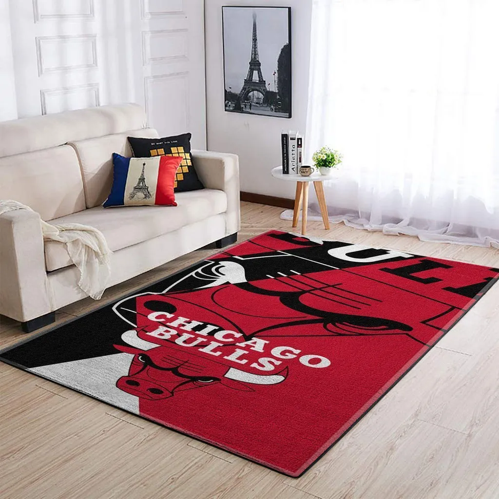 Chicago Bulls Rug - Living Room for Home Decor Black and Red