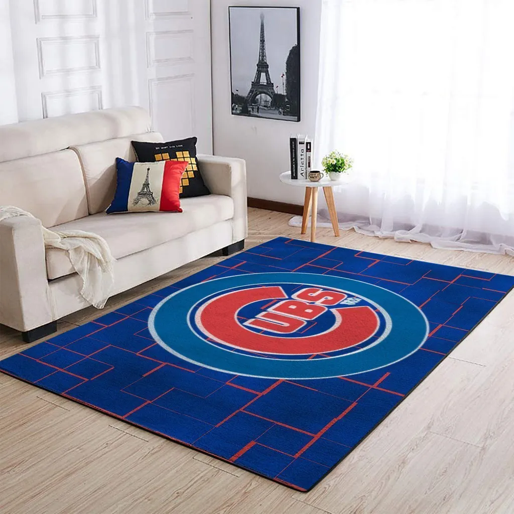 Chicago Cubs Rug - Area for Living Room Decoration Blue and Red