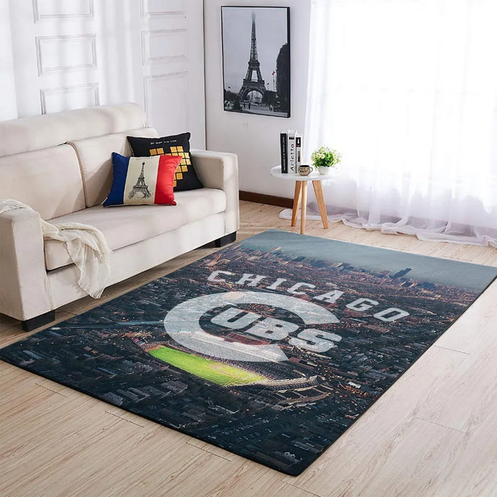 Chicago Cubs Rug - Area Perfect for Living Room Decor Blue and White