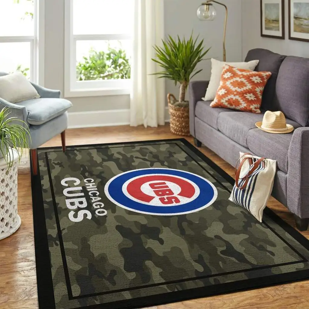 Chicago Cubs Rug - Camo Area for Living Room Decor Black and Green