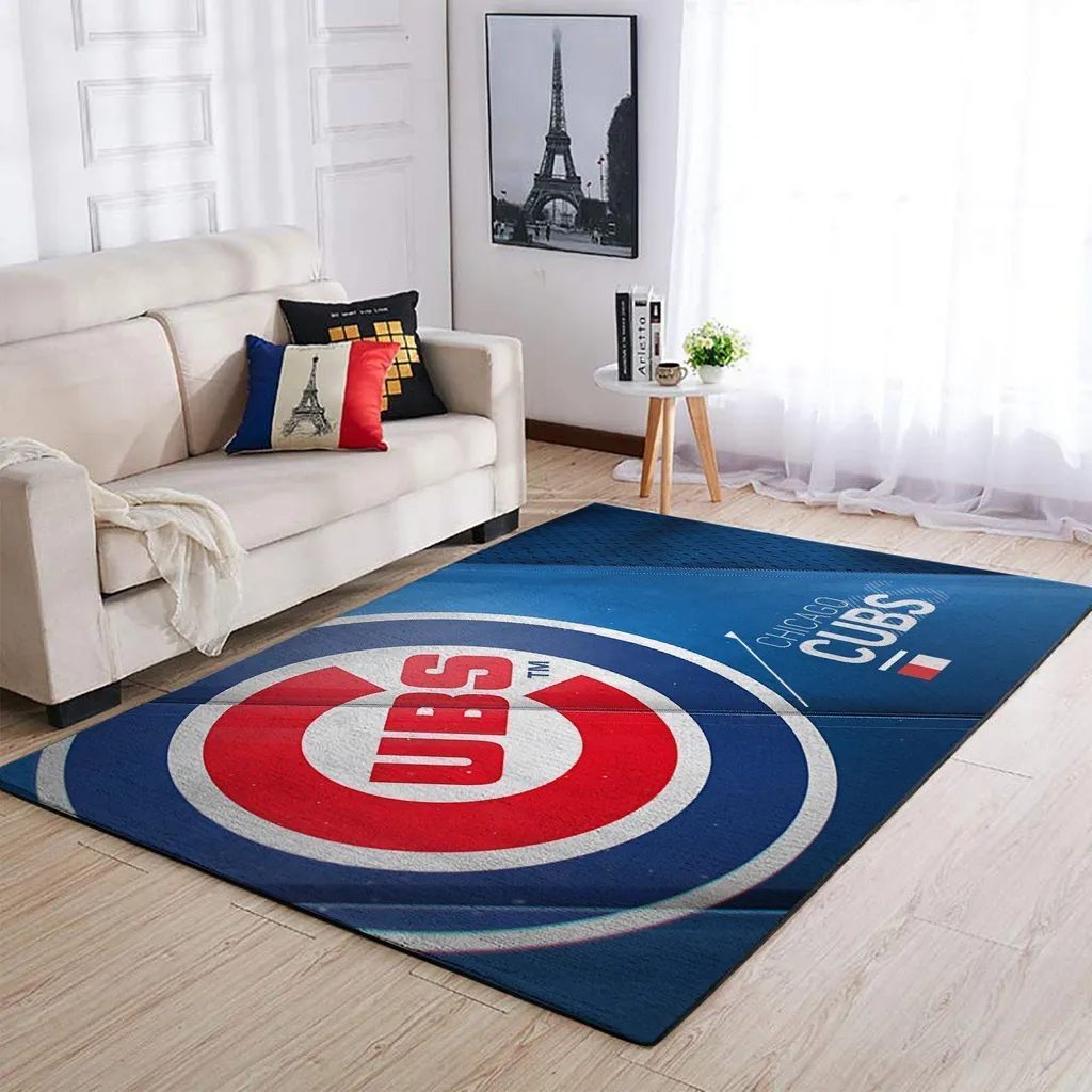 Chicago Cubs Rug - for Living Room Indoor Decor Blue and Red