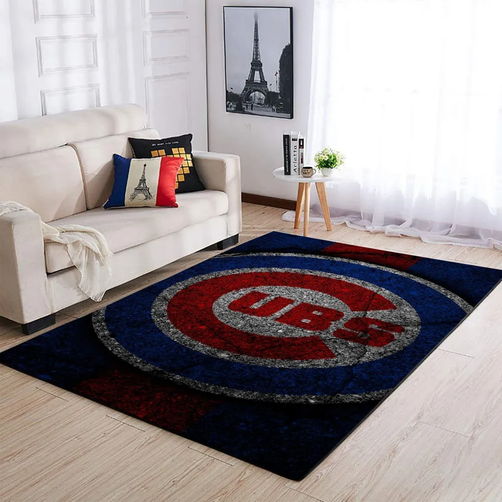 Chicago Cubs Rug - Modern Area for Living Room Decor Blue and Red