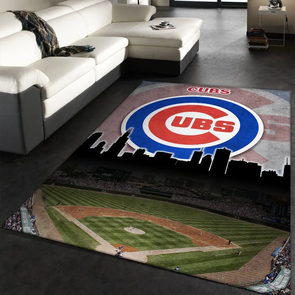 Chicago Cubs Rug - Stadium View for Living Room Decor Blue and Red