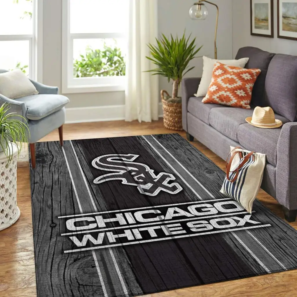 Chicago Sox Rug - Area for Living Room Black and White