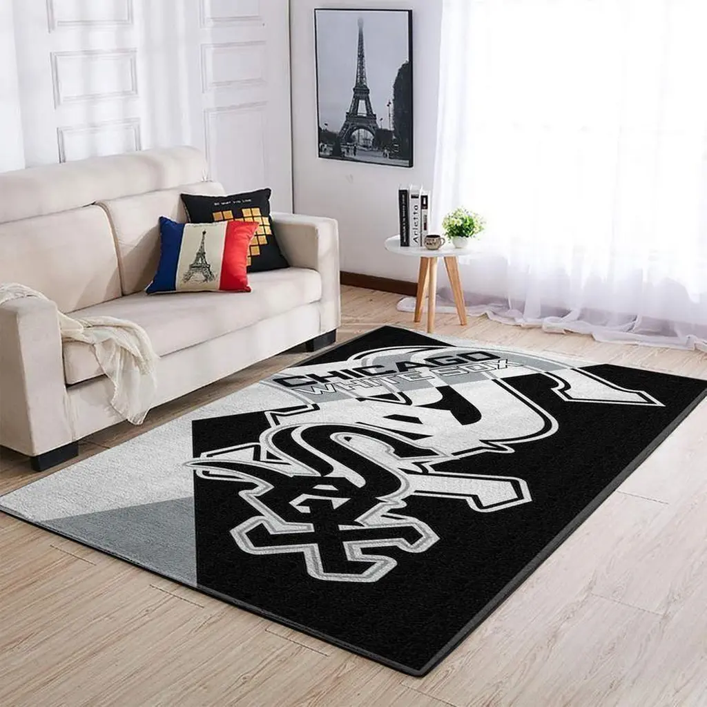 Chicago Sox Rug - Area for Living Room Decor Black and White