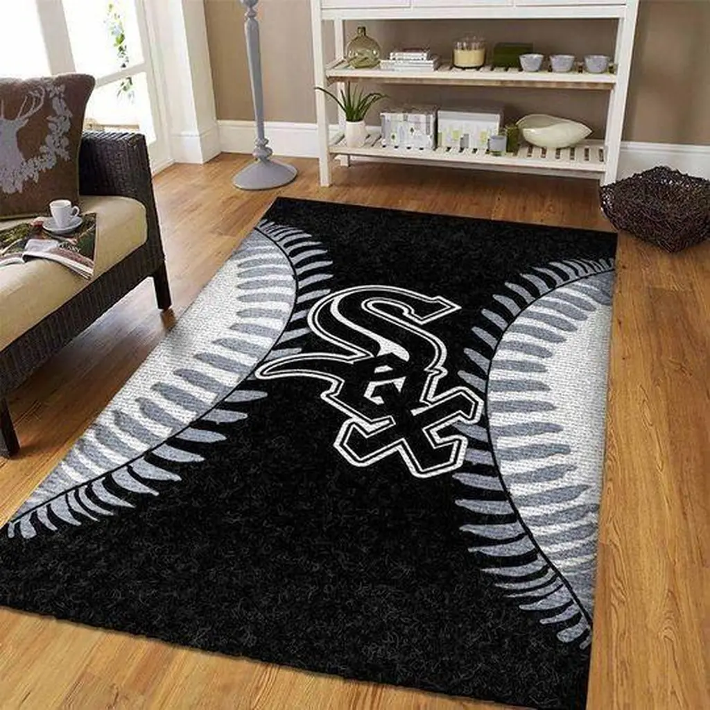 Chicago Sox Rug - Baseball for Home Decoration Black and White