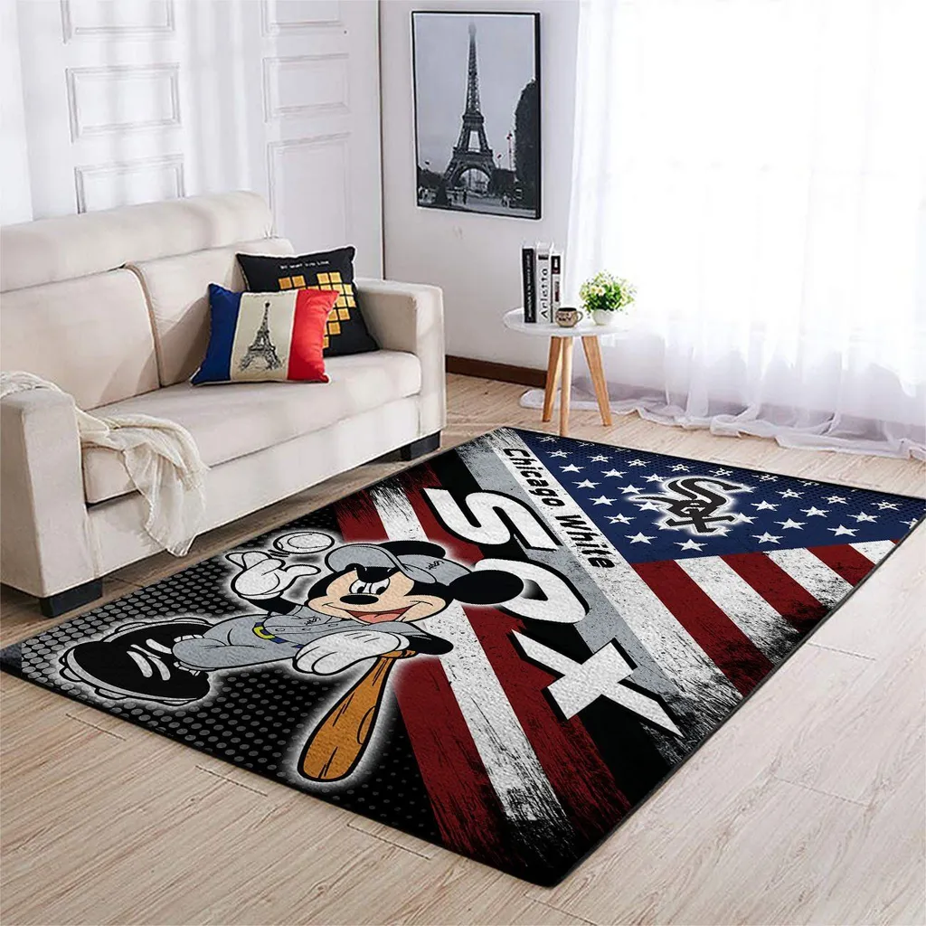 Chicago Sox Rug - Mickey Mouse Baseball Design Black and Red