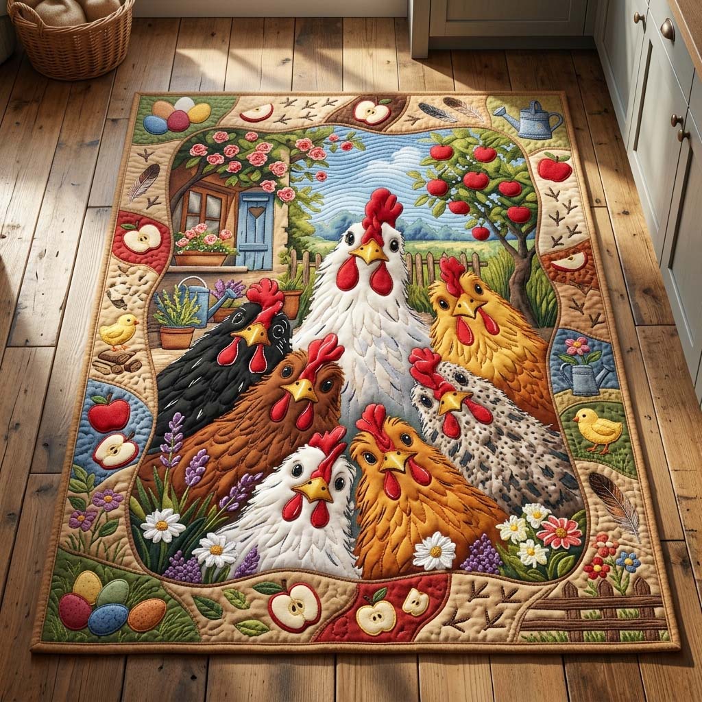 Chicken Garden Friends Area Rug - Non-Slip Washable 3D Print Rug for Living Room & BedroomTVC2108225