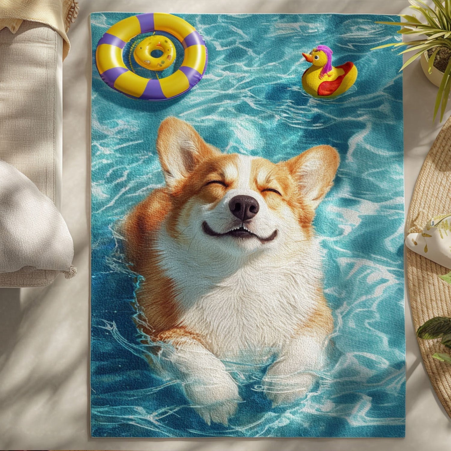 Chillin Corgi Area Rug - Non-Slip Washable 3D Print Rug for Living Room & BedroomTVC2108347