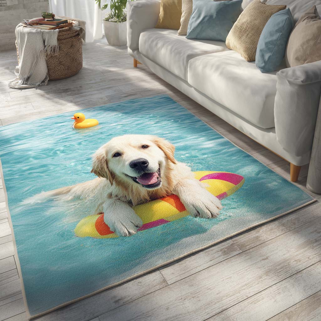 Chillin Golden Area Rug - Non-Slip Washable 3D Print Rug for Living Room & BedroomTVC2108347