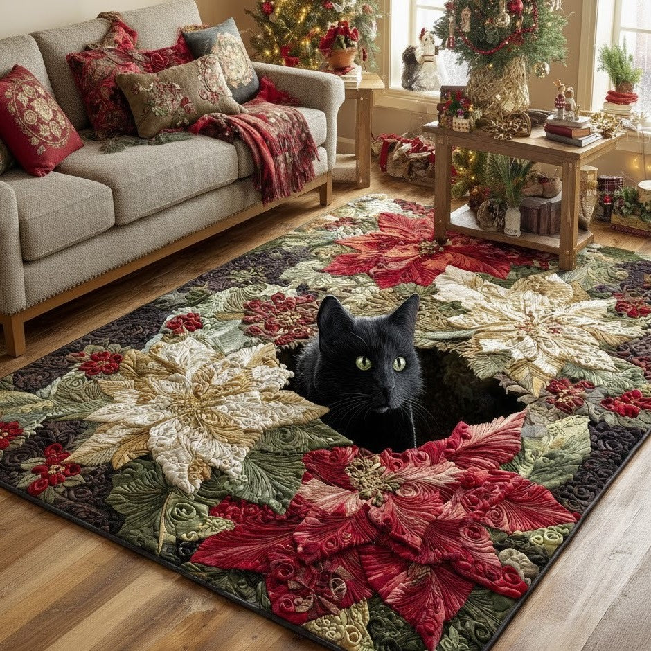 Christmas Black Cat Surprise Christmas Area Rug - Non-Slip Washable 3D Print Rug for Living Room & BedroomTVC2108347