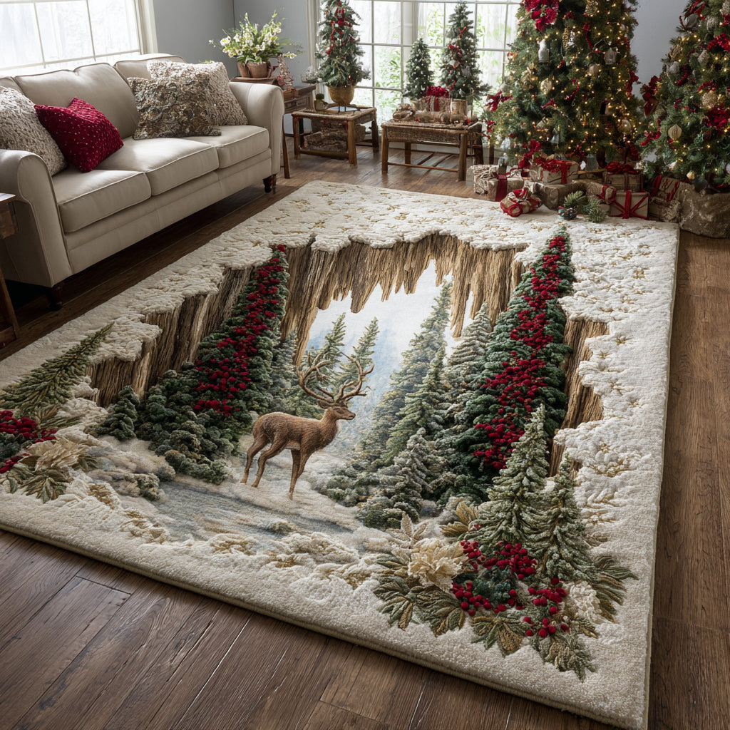 Christmas Deer Wonder Christmas Area Rug - Non-Slip Washable 3D Print Rug for Living Room & BedroomTVC2108347