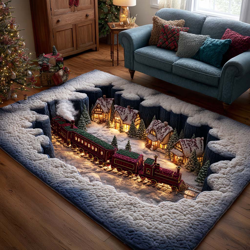 Christmas Express Christmas Area Rug - Non-Slip Washable 3D Print Rug for Living Room & BedroomTVC2108347