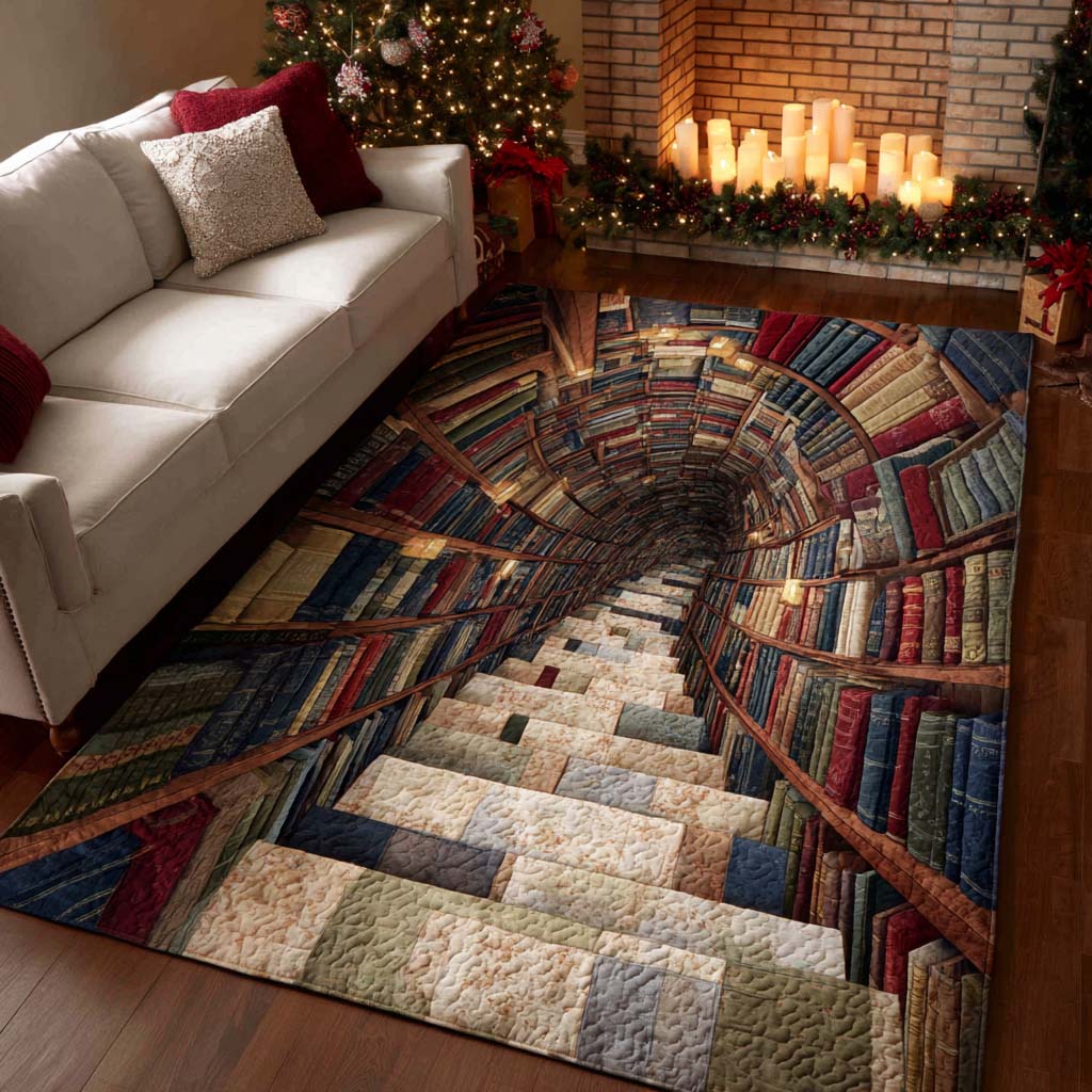 Christmas Library Christmas Area Rug - Non-Slip Washable 3D Print Rug for Living Room & BedroomTVC2108346