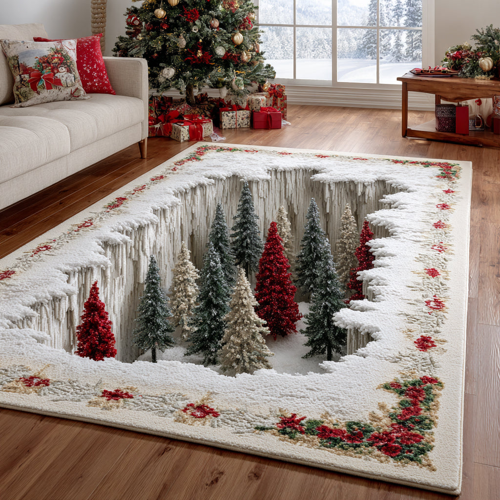 Christmas Pine Magic Christmas Area Rug - Non-Slip Washable 3D Print Rug for Living Room & BedroomTVC2108346