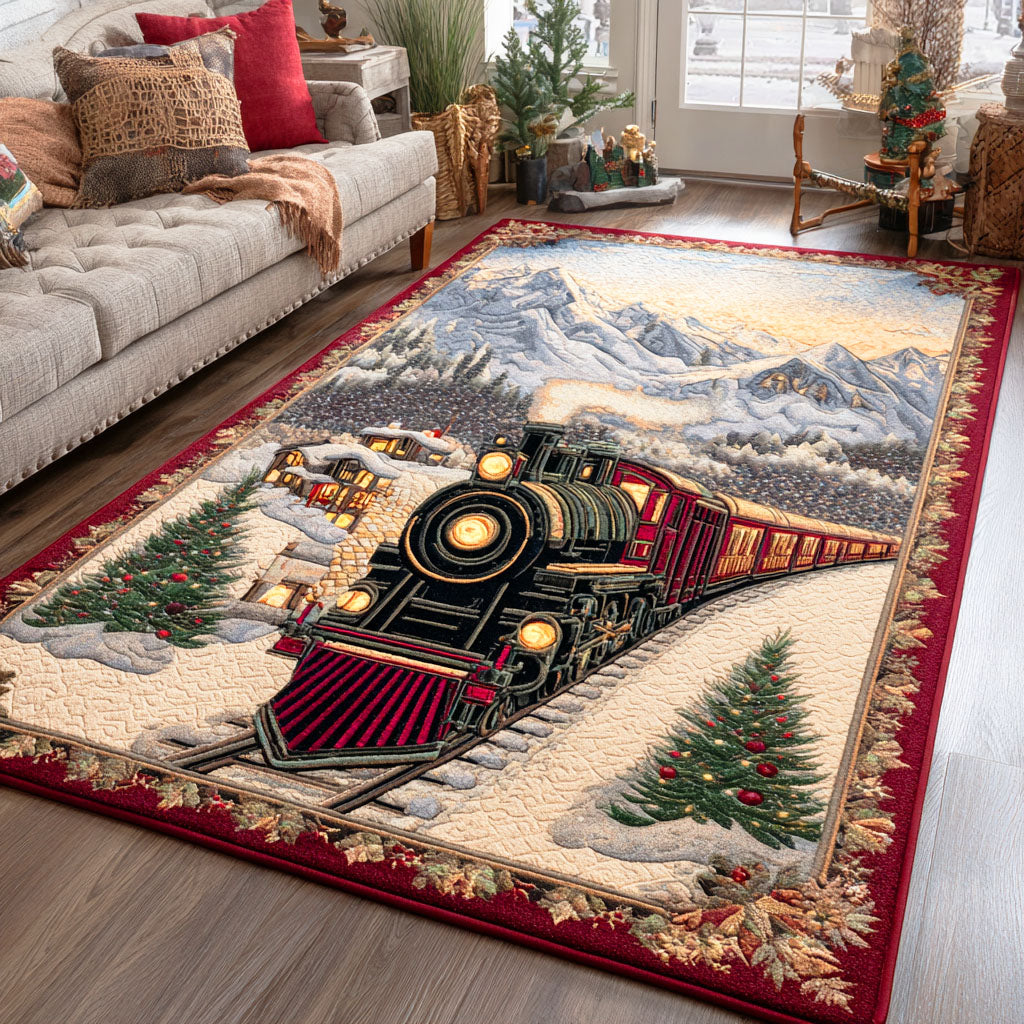 Christmas Rail Charm Christmas Area Rug - Non-Slip Washable 3D Print Rug for Living Room & BedroomTVC2108346