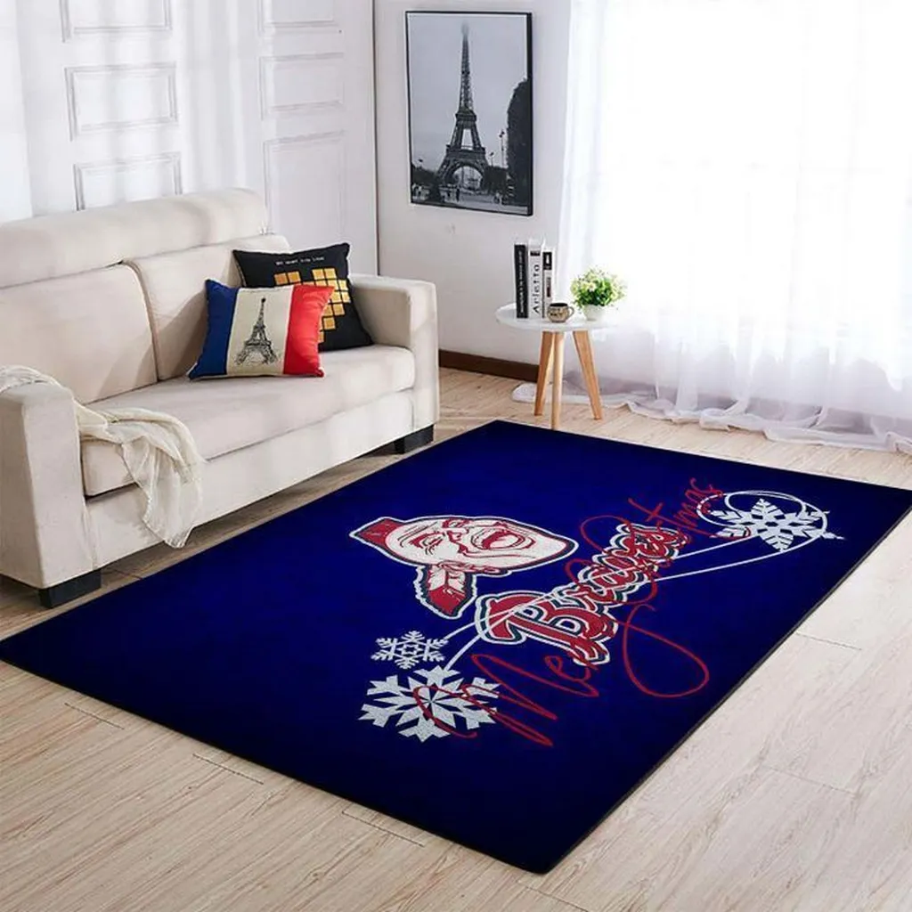 Christmas Rugs - Holiday Area Festive Decoration Carpet Blue and Red