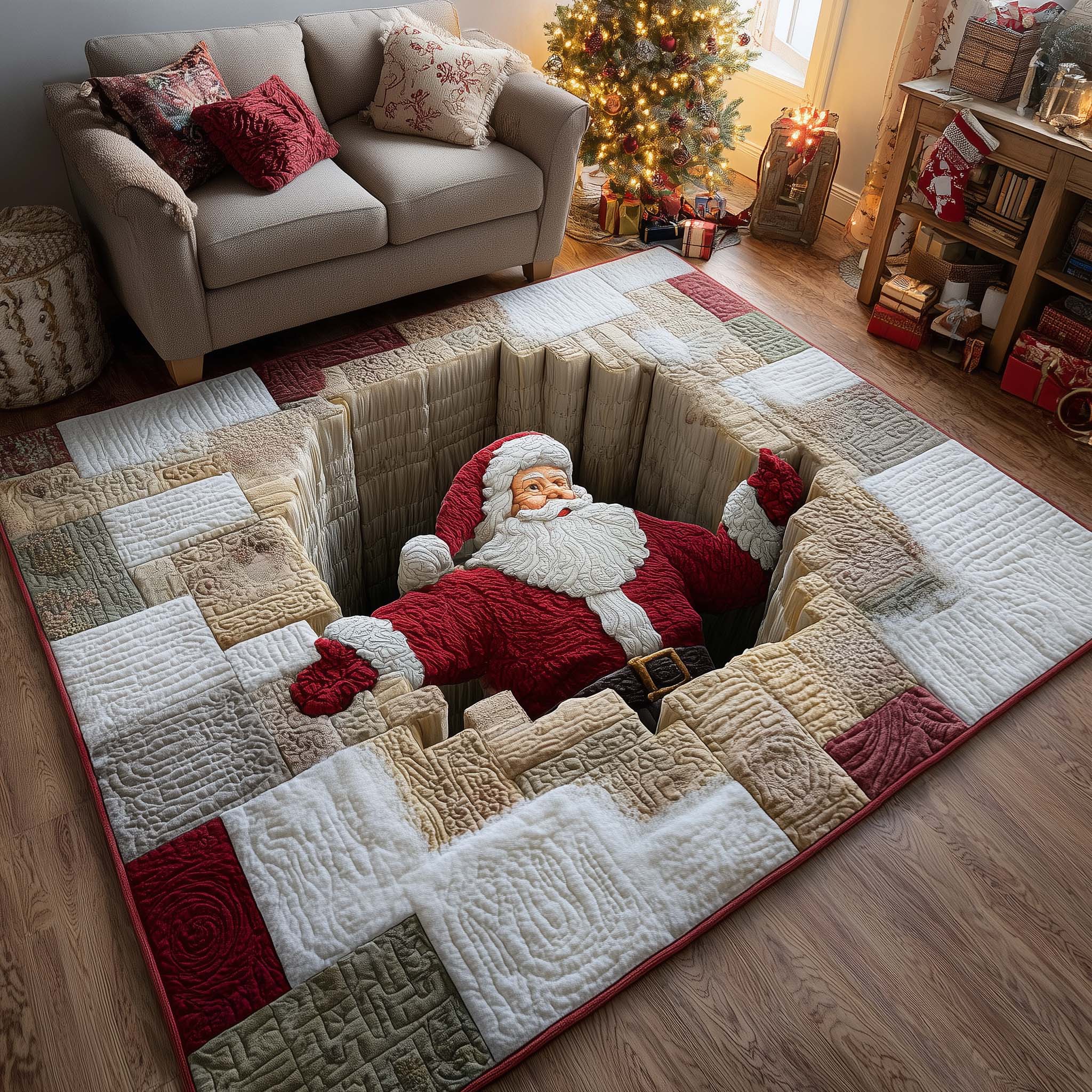 Christmas Santa Journey Area Rug - Non-Slip Washable 3D Print Rug for Living Room & BedroomTVC2108238
