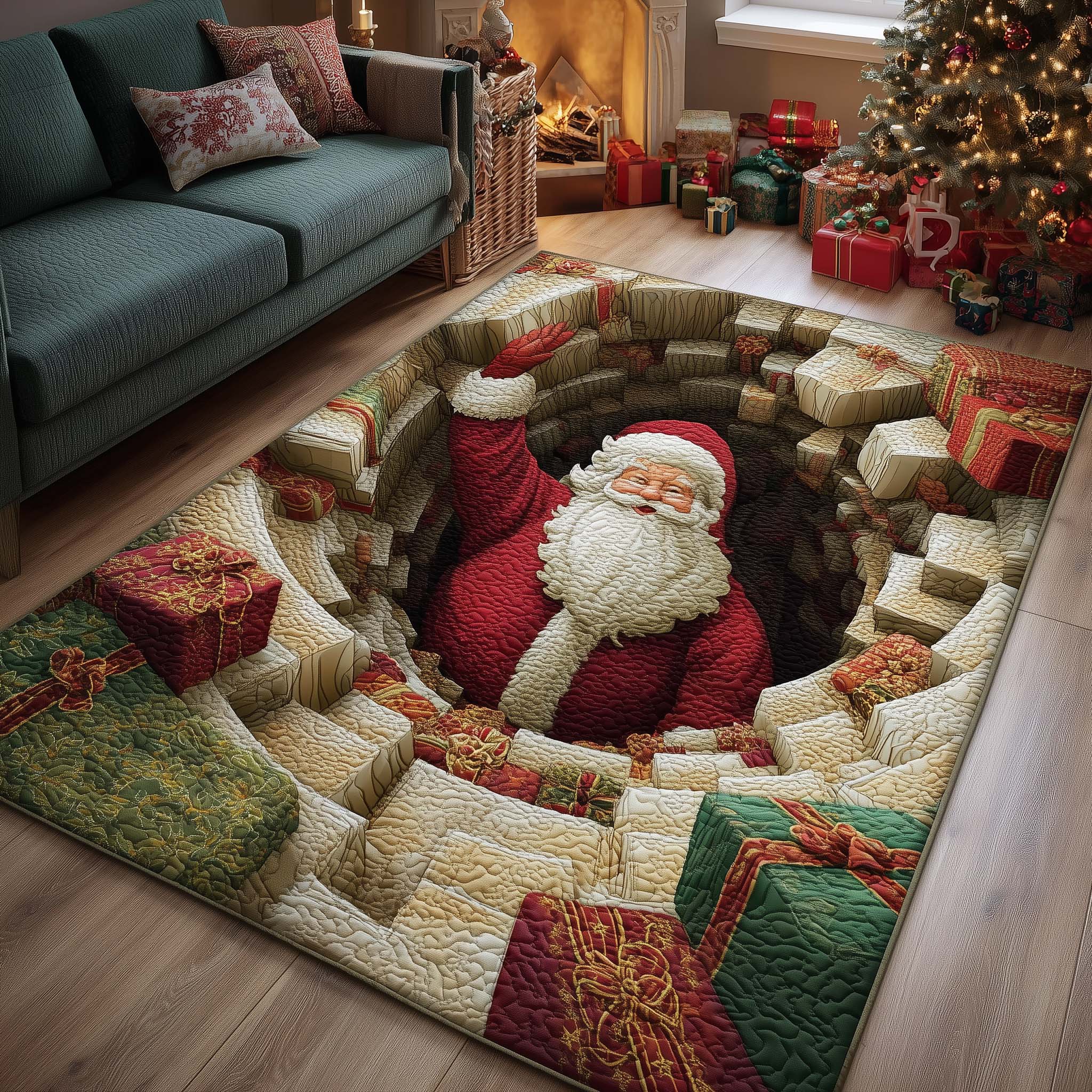Christmas Santa Journey Christmas Area Rug - Non-Slip Washable 3D Print Rug for Living Room & BedroomTVC2108424