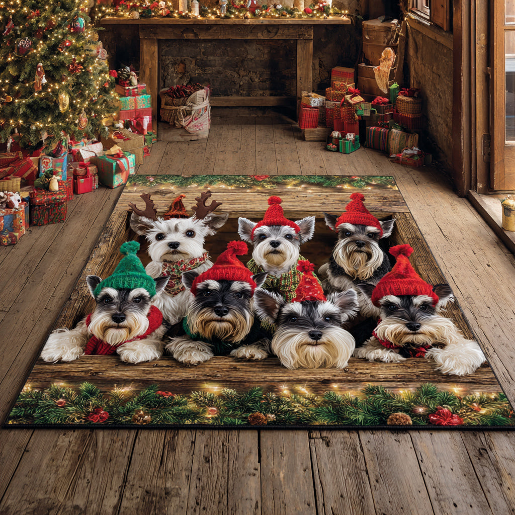 Christmas Schnauzer Crate Christmas Area Rug - Non-Slip Washable 3D Print Rug for Living Room & BedroomTVC2108346