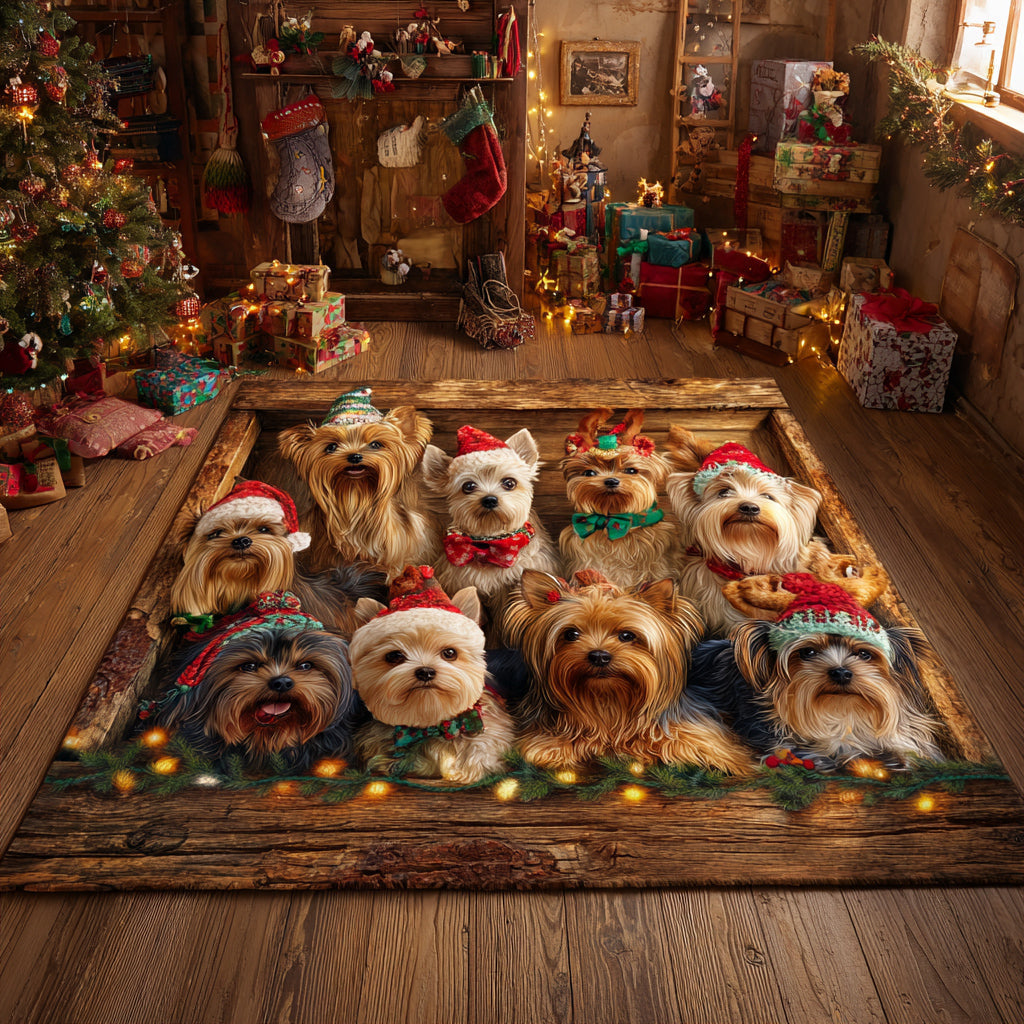 Christmas Yorkie Christmas Area Rug - Non-Slip Washable 3D Print Rug for Living Room & BedroomTVC2108346
