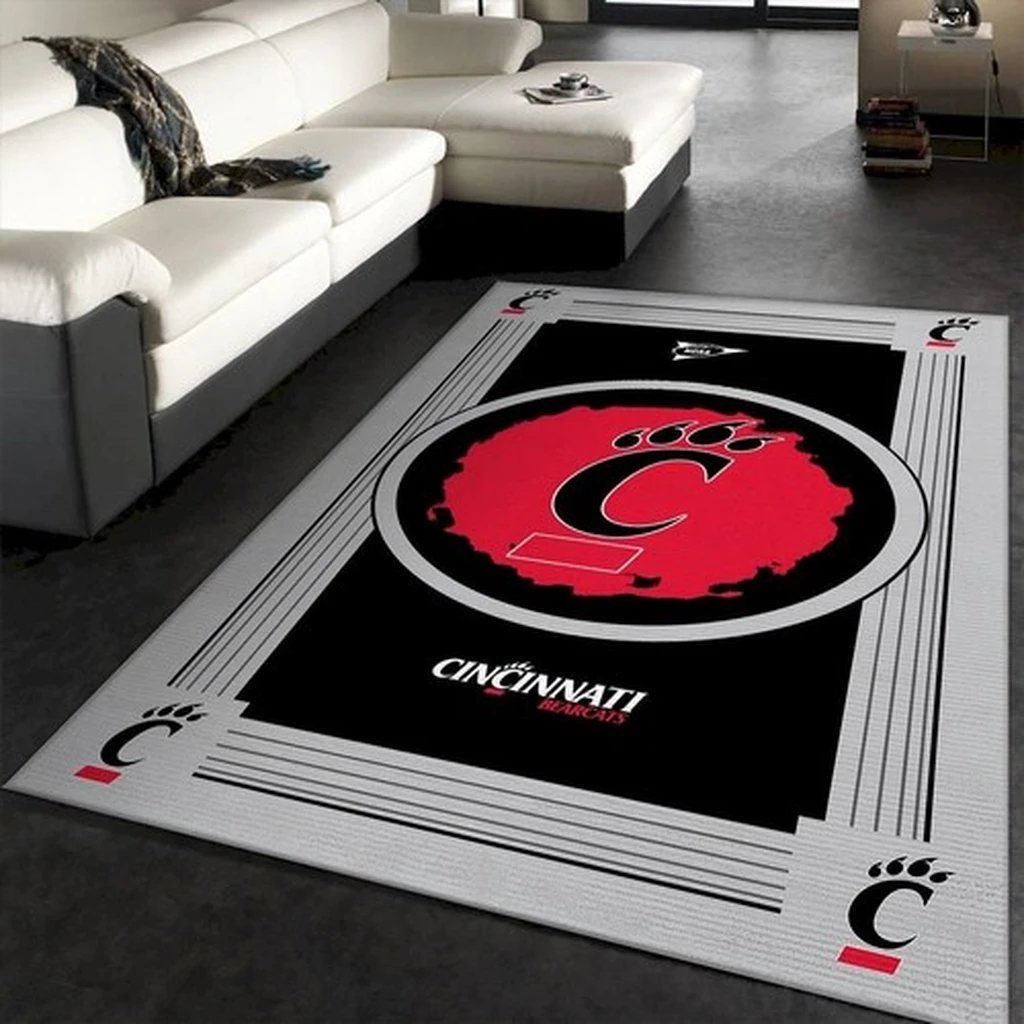 Cincinnati Bearcats Rug - Area for Living Room Decor Black and Red