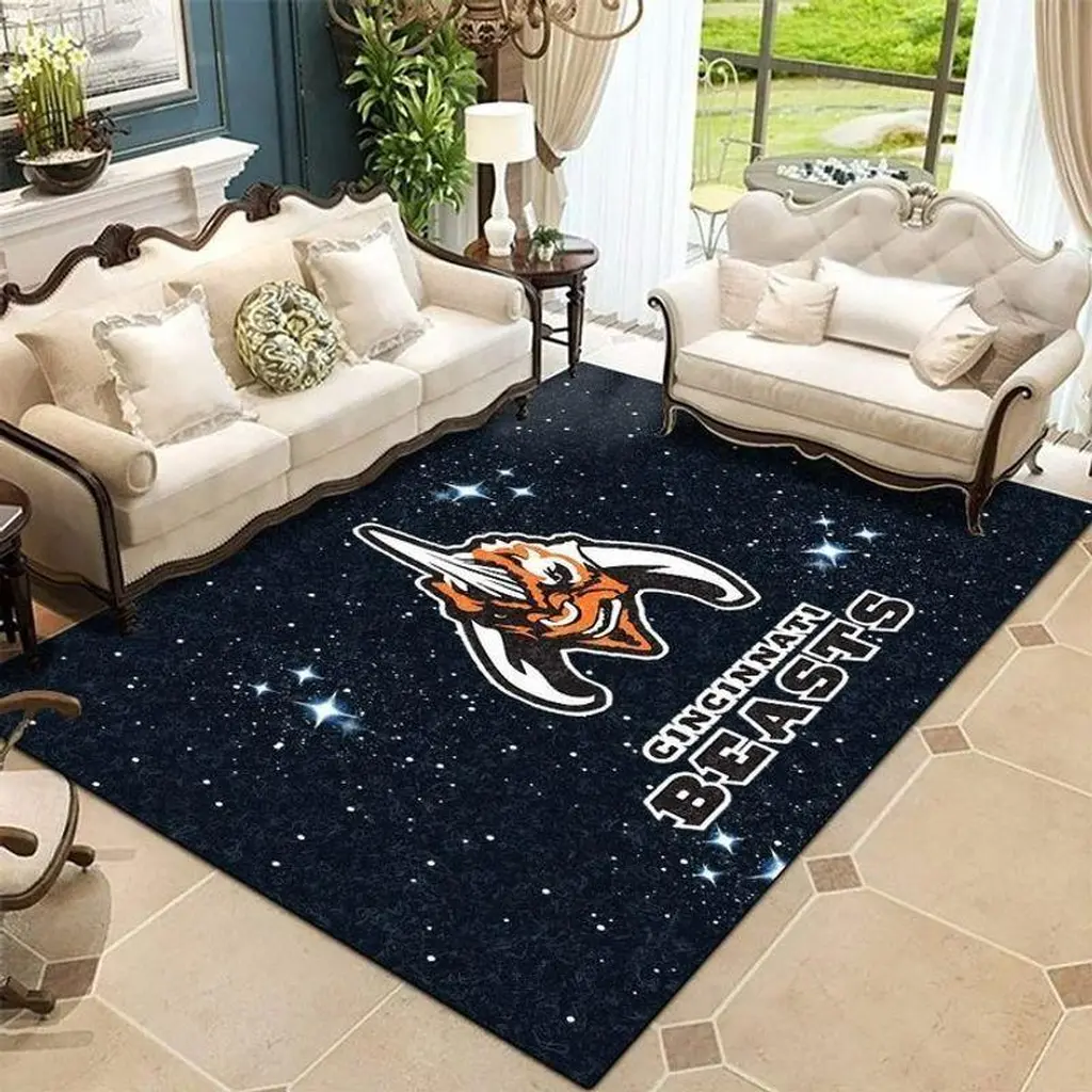 Cincinnati Beasts Rug Living Room Decor Carpet Black and Orange