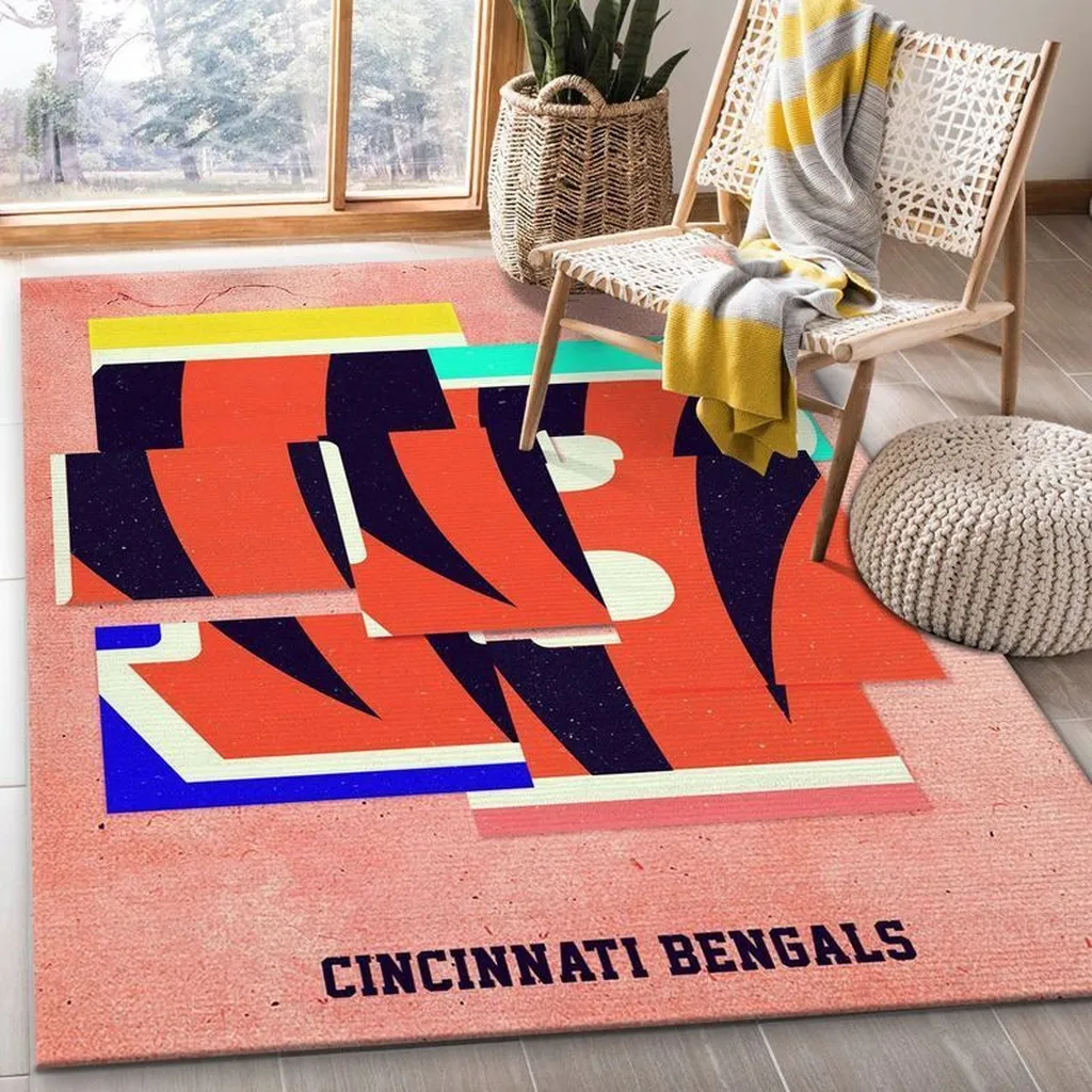Cincinnati Bengals Rug - Area Bold Team Decor Black and Orange