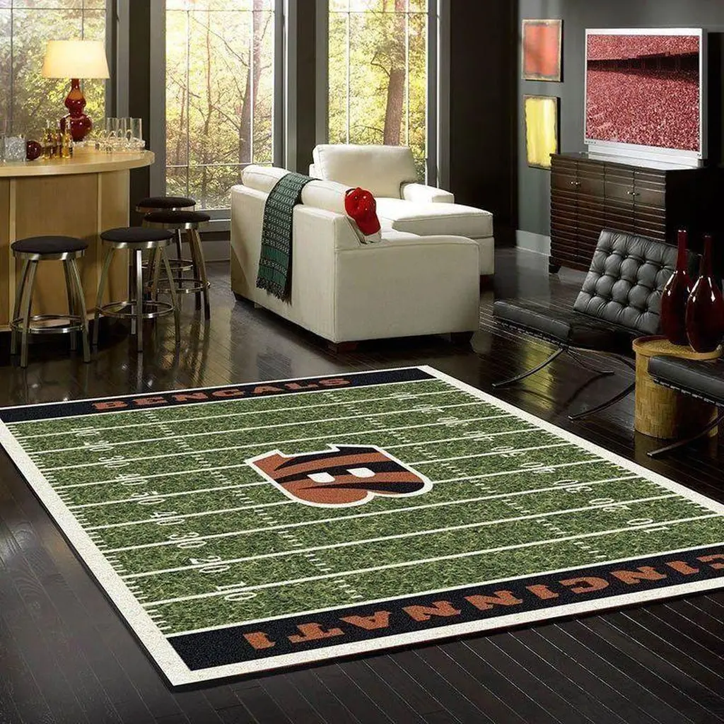 Cincinnati Bengals Rug - Football for Living Room Decor Black and Green