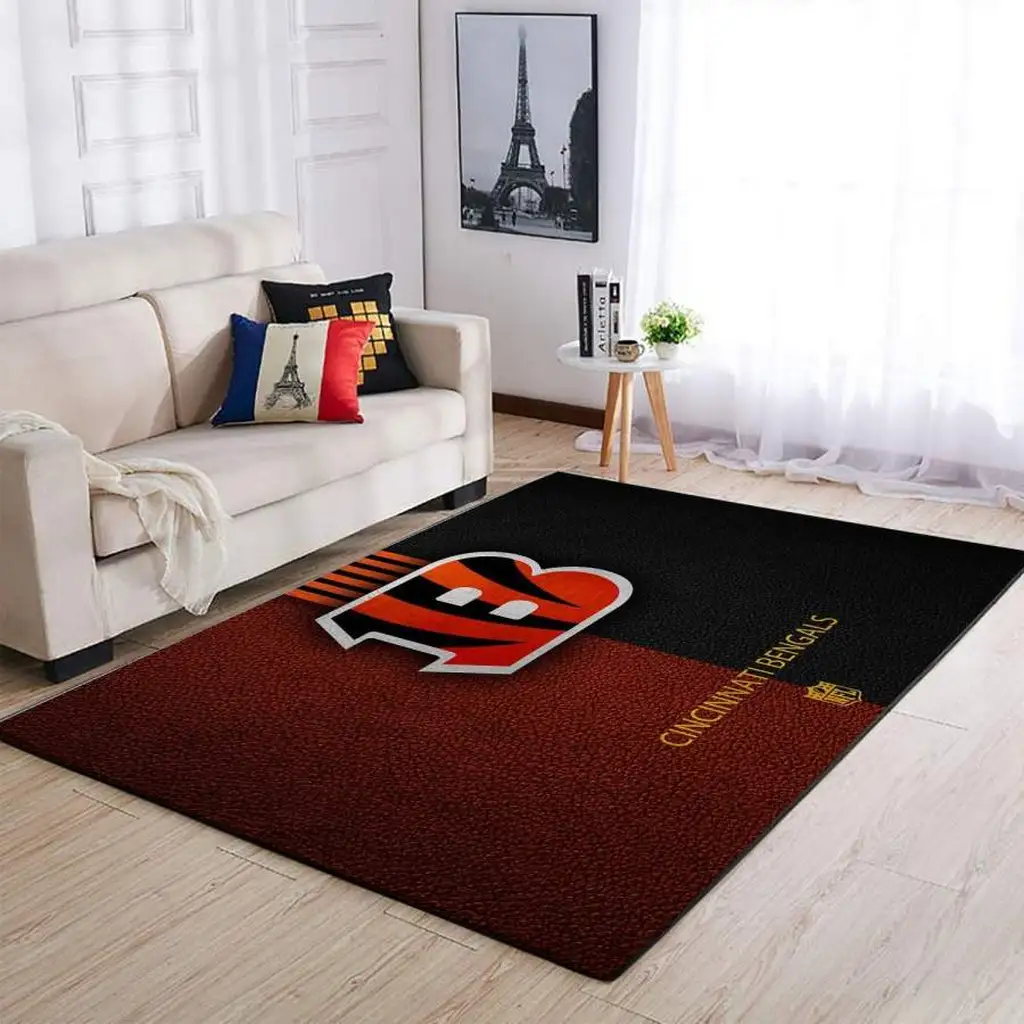 Cincinnati Bengals Rug - for Living Room Decor Black and Orange
