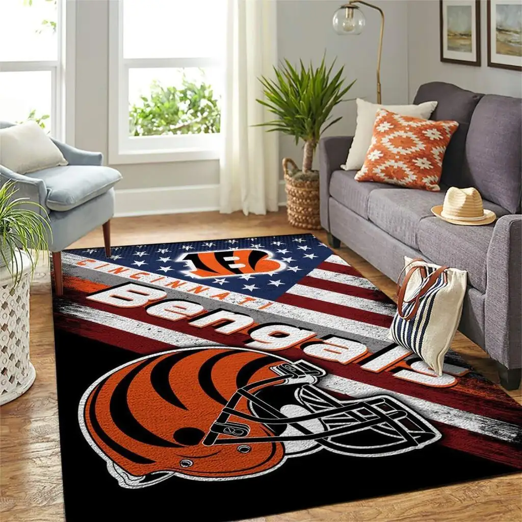 Cincinnati Bengals Rug - NFL Fan Area Bold Black and Orange